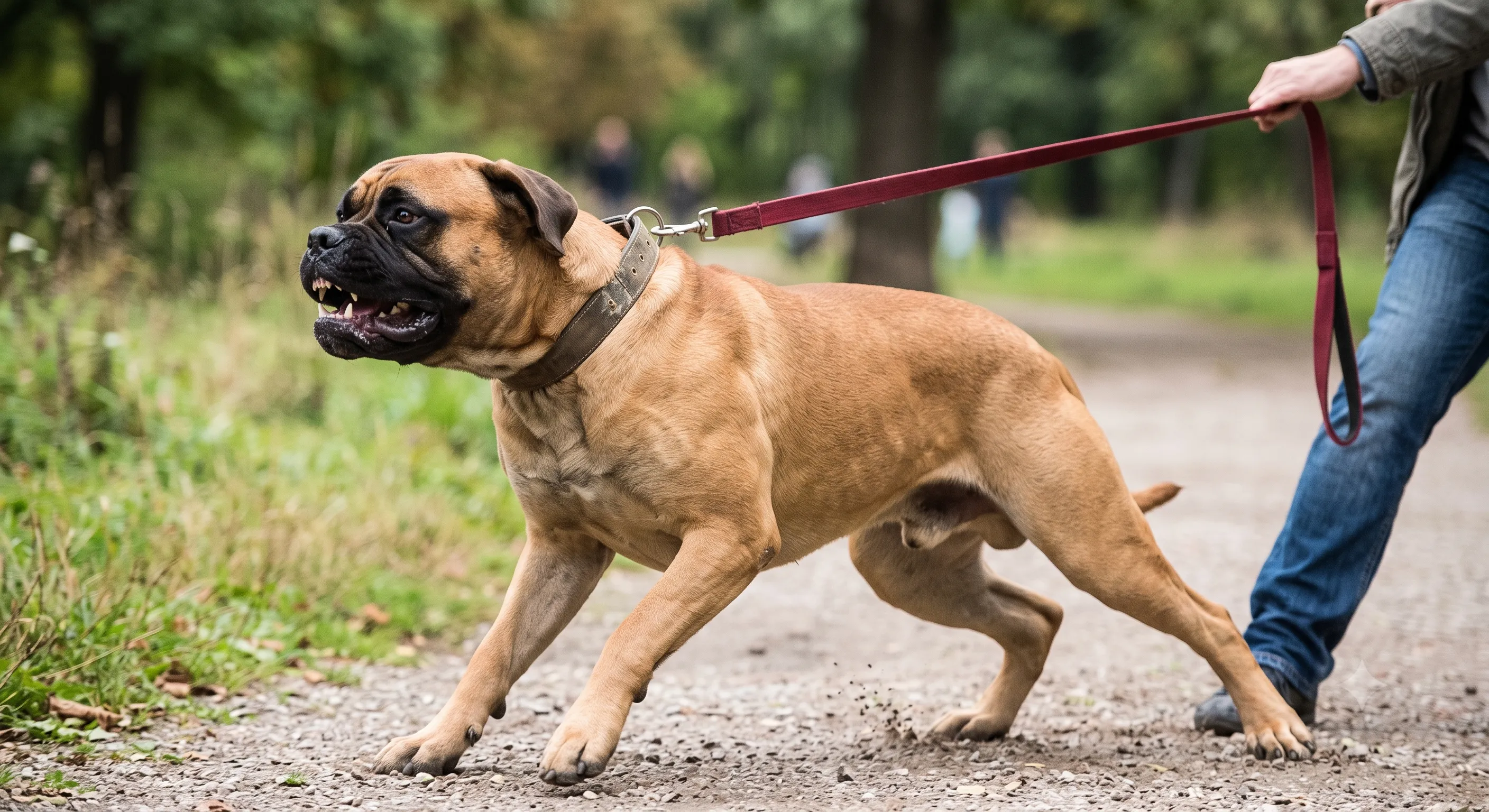 Bullmastiff an der Leine im Training