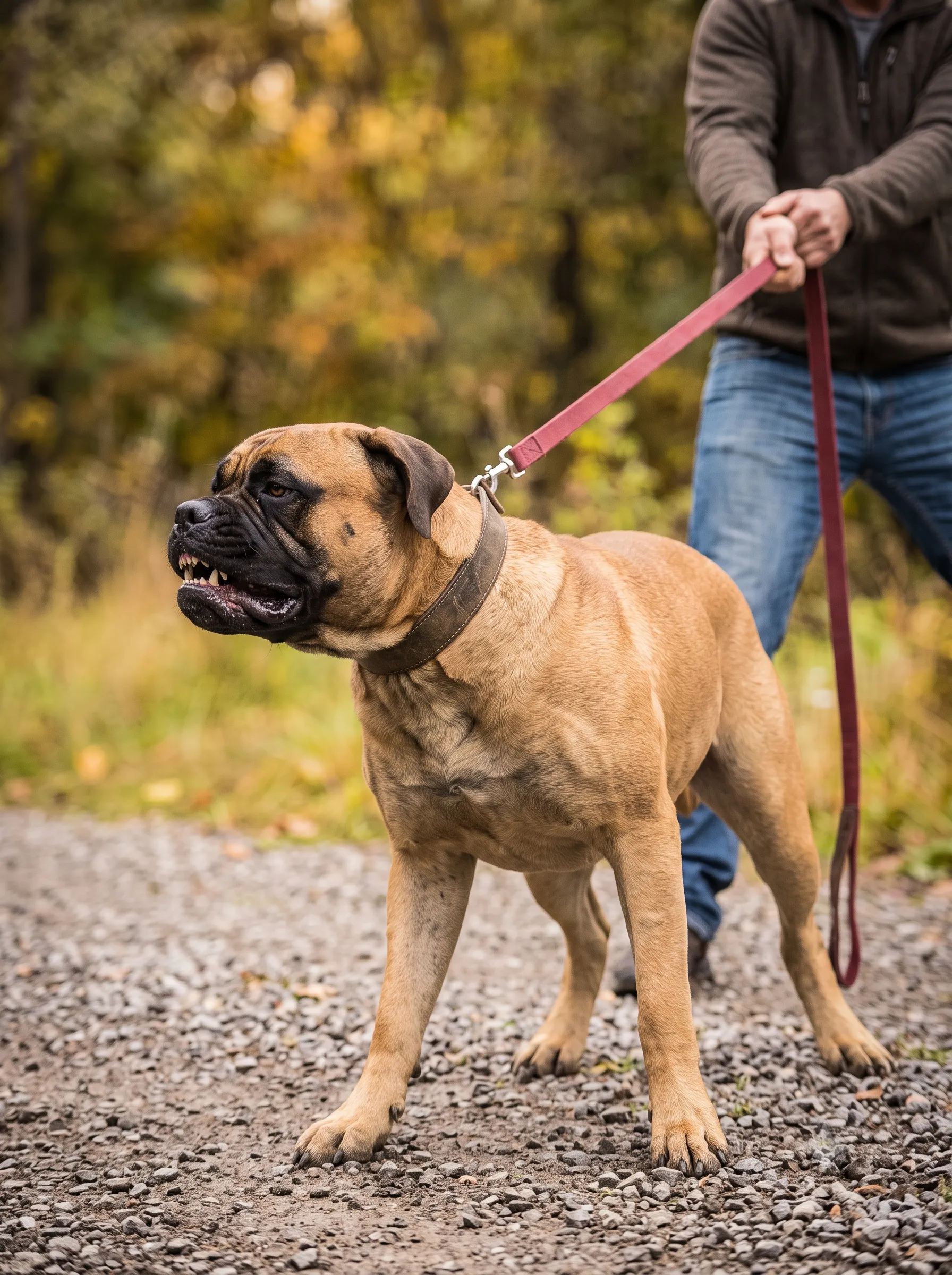 Bullmastiff an der Leine im Training