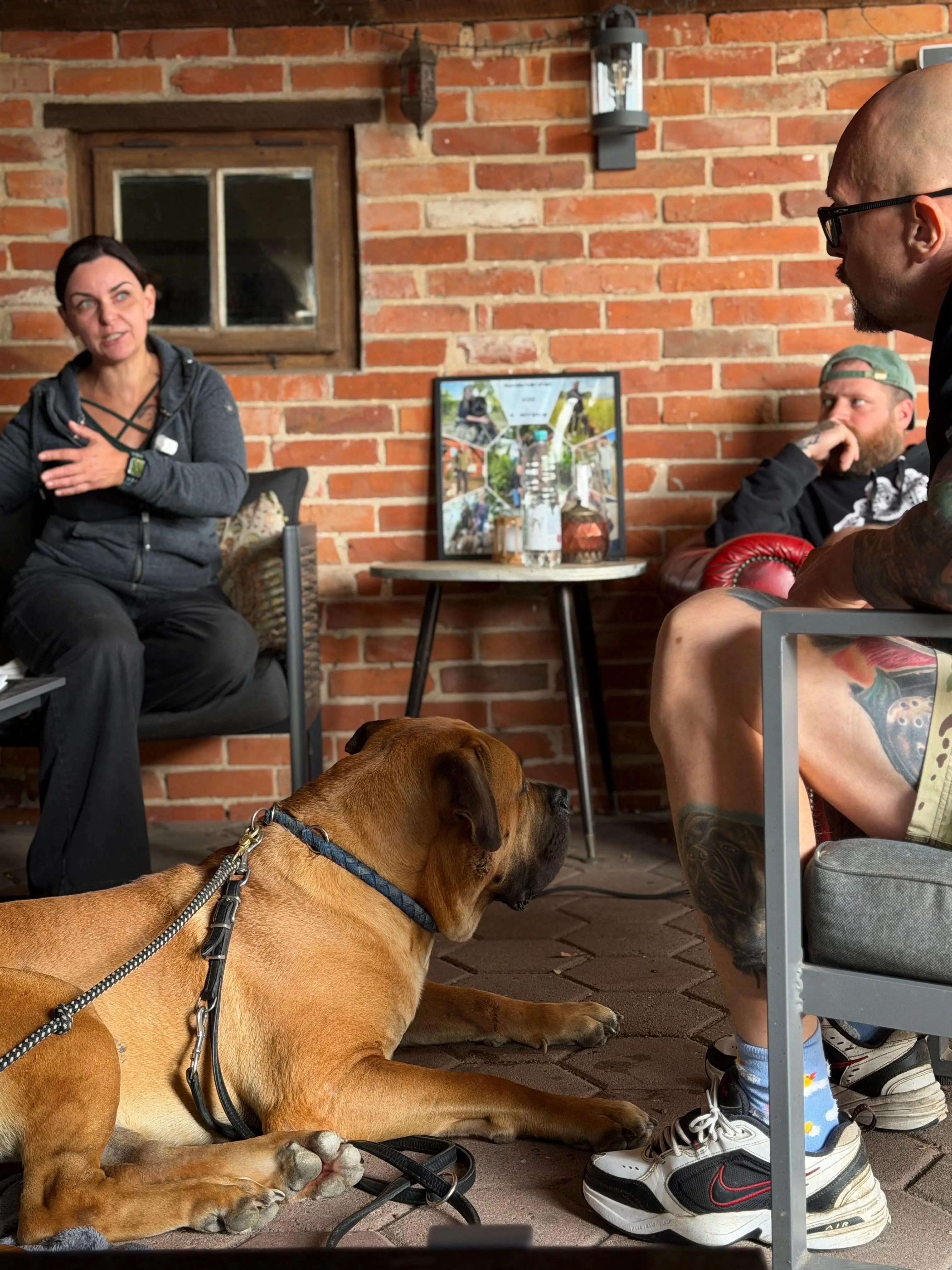 Theoriegespräch im Einzeltraining bei Kaffee auf der wettergeschützten Terrasse in Pennigsehl